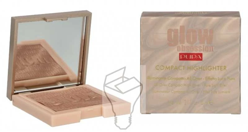 „Pupa Milano Pupa Glow Obsession“ kompaktiškas šviestuvas, suteikiantis spindesio visiems odos tipams, #002, 6 g.