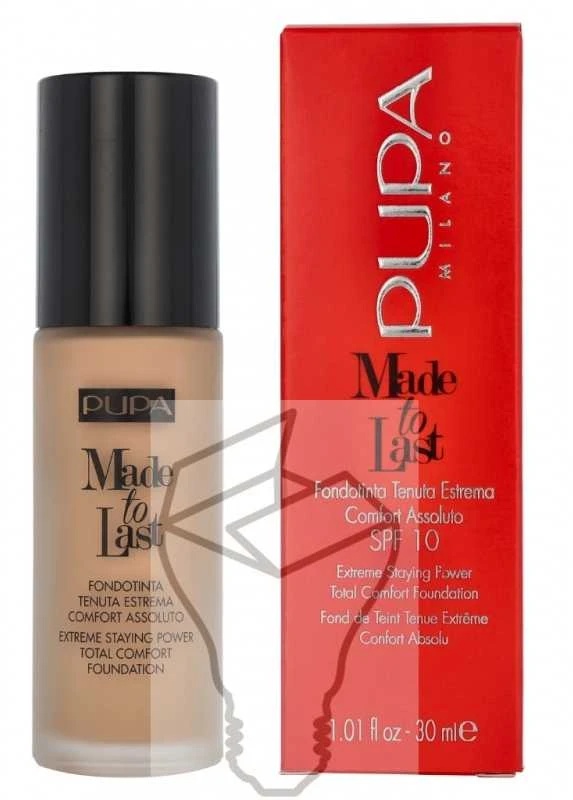 „Pupa Made To Last“ ilgai išliekantis skystas makiažo pagrindas be parabenų, 050 Sand, 30 ml