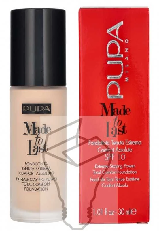 Pupa Made To Last Paraben-Free Long Lasting Liquid Foundation 010 Porcelain, 30 ml