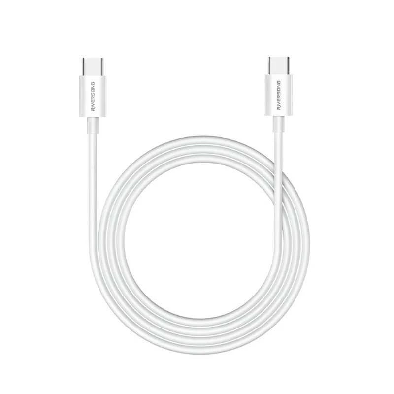 Riversong kabelis Lotus 08 USB-C - USB-C 1,0m 3A light pilkas CT76
