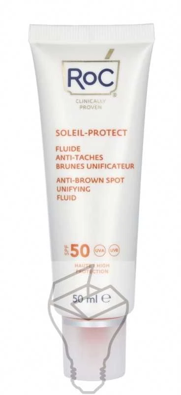 ROC Soleil-Protect Anti-Brown Spot Unifying Fluid SPF 50+ apsauginis fluidas veidui nuo pigmentinių dėmių, 50 ml