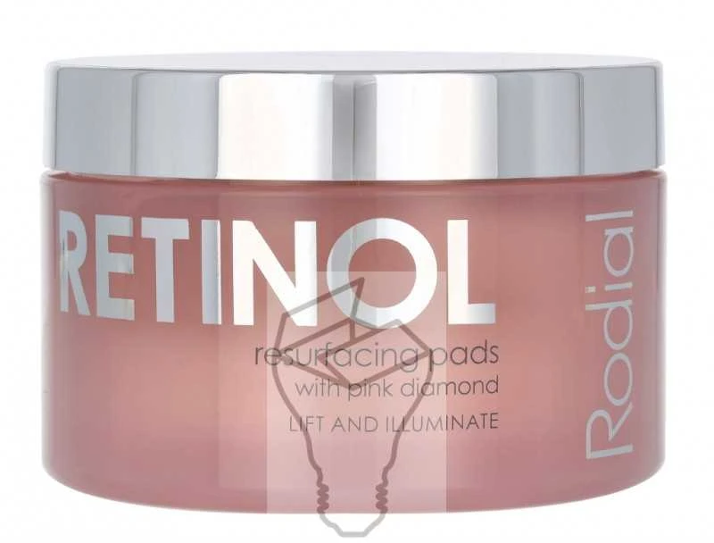 Rodial Rožinė Diamond Retinol Resurfacing Pads atkuriantys šveičiamieji padeliai veidui, 50 vnt.