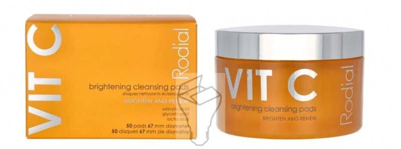 Rodial Vit C Brightening Cleansing Pads šviesinantys ir atkuriantys valomieji padeliai veidui, 50 vnt.