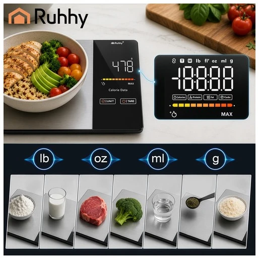 „Ruhhy 24632“ virtuvinės svarstyklės su „Bluetooth“