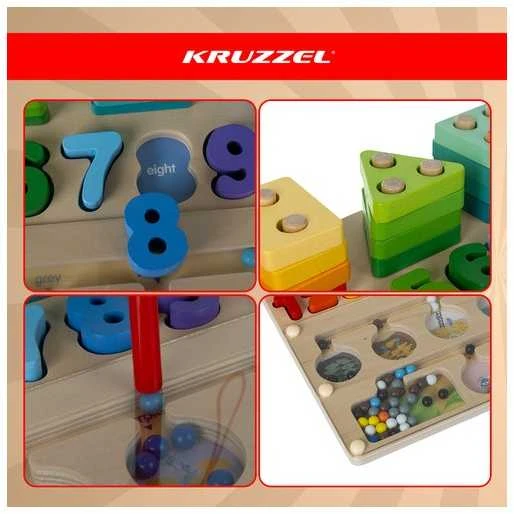 Medinis rūšiuoklis vaikams Kruzzel 3 viename Montessori 30 × 22,5 cm