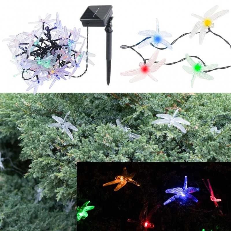 Saulės Dragonfly sodo žibintai 6,5 m 30LED multicolour