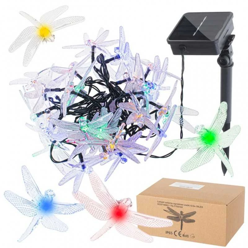 Saulės Dragonfly sodo žibintai 6,5 m 30LED multicolour