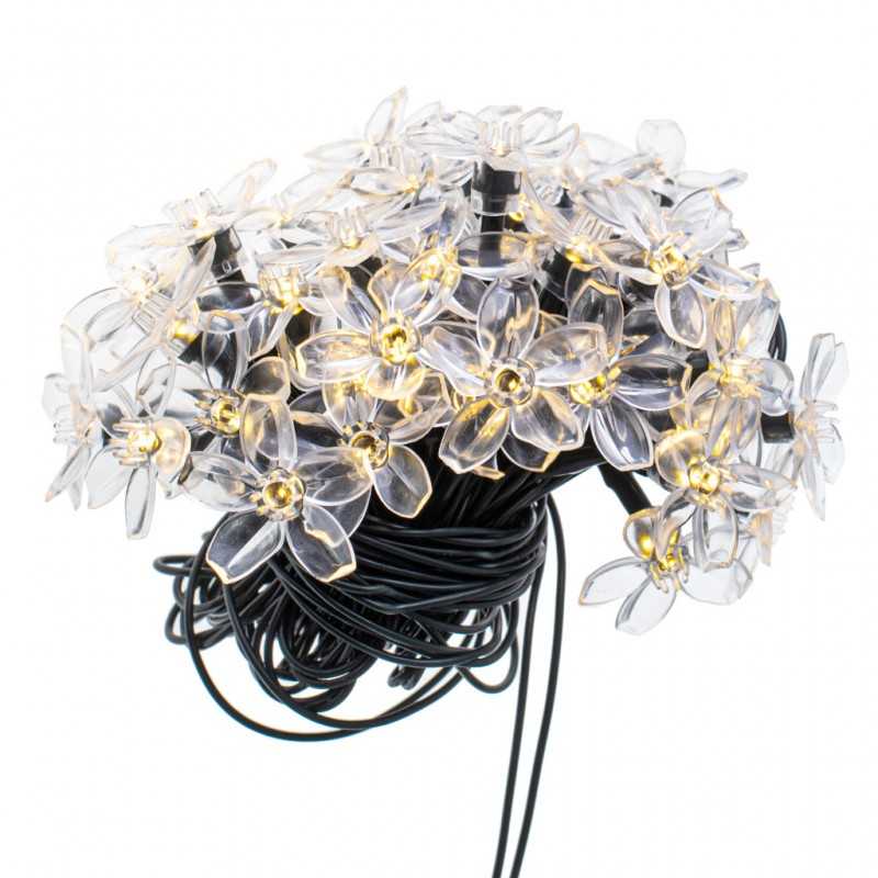 Ikonka Saulės gėlių sodo žibintai 7m 50LED šiltai balta