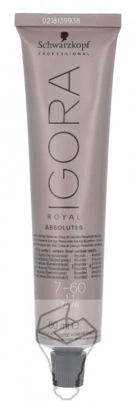 Schwarzkopf Igora Royal Absolutes ilgalaikio poveikio žilų plaukų dažai 60 ml - 7-60