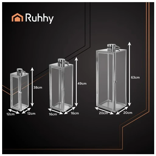Sidabrinis lanterns 38/49/63cm 3pcs Ruhhy 26477
