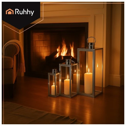 Sidabrinis lanterns 38/49/63cm 3pcs Ruhhy 26477