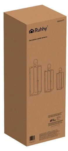 Sidabrinis lanterns 38/49/63cm 3pcs Ruhhy 26477