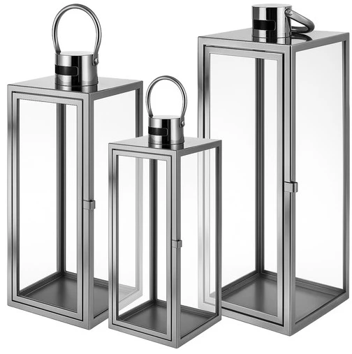 Sidabrinis lanterns 38/49/63cm 3pcs Ruhhy 26477