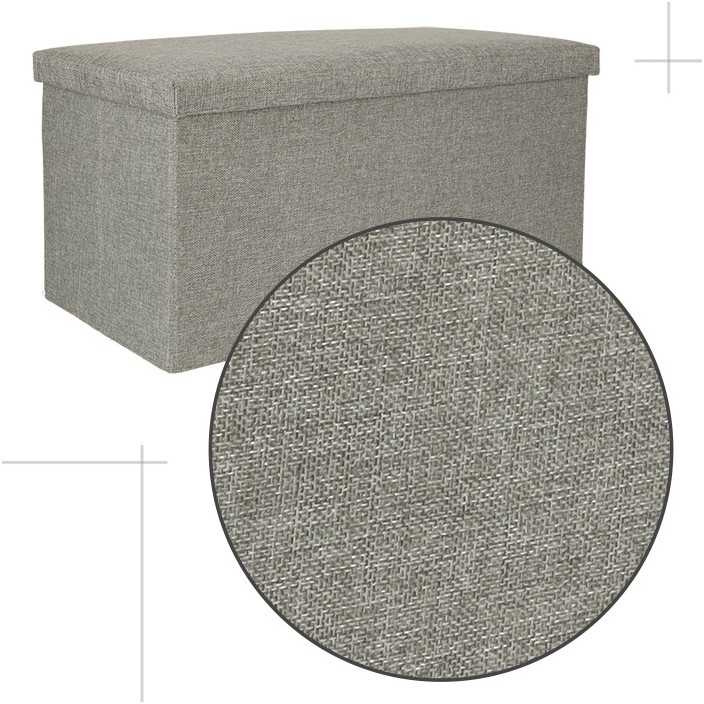 KIK Sulankstomas pufas su dėže pilkas didelis 76x38x38cm