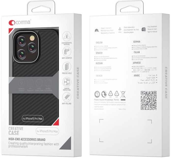 TelForceone Comma dėklas, skirtas Kevlar Mag, skirtas iPhone 15 Plus juodos spalvos