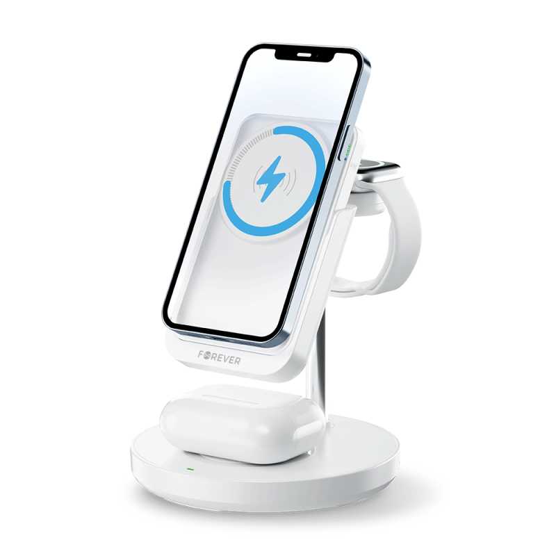 Forever MACS-100 magnetinis belaidis įkroviklis su power bank baltos spalvos 5in1