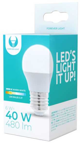 LED lemputė E27 G45 6W 3000K 480lm Forever Light