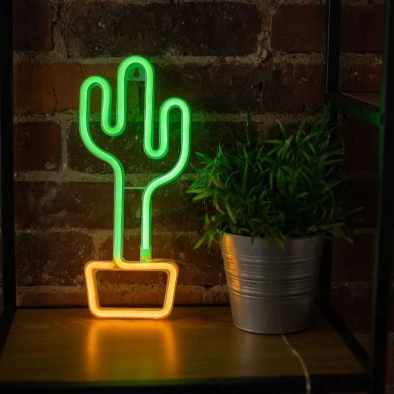 Neoninis LED šviestuvas KAKTUSAS oranžinis žalias Šikšnosparnis + USB FLNE02 Forever Light