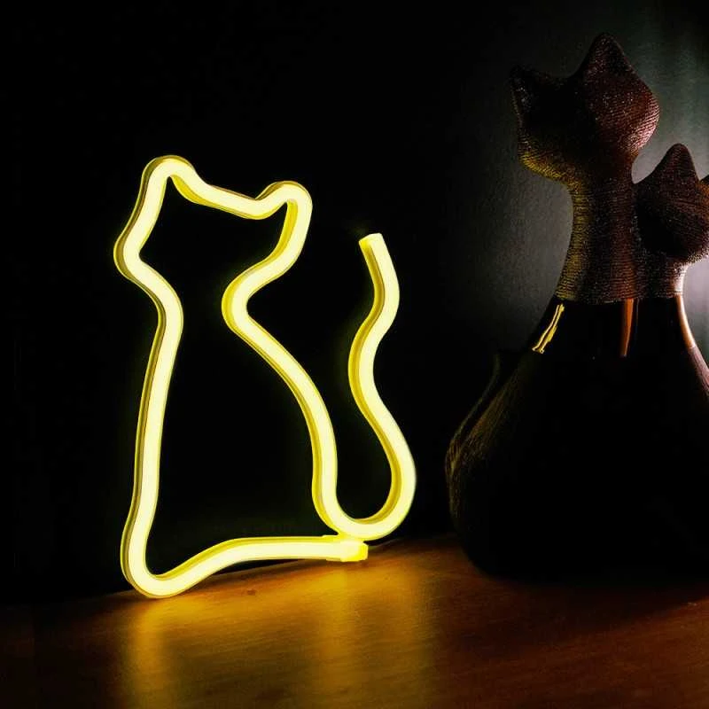 Neoninis LED šviestuvas CAT šiltai balta Bat + USB FLNE03 Forever Light