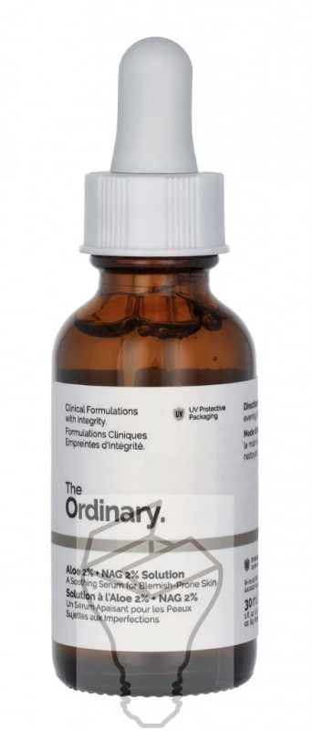The Ordinary Aloe 2% + NAG 2% Solution raminantis veido serumas sausai odai, 30 ml