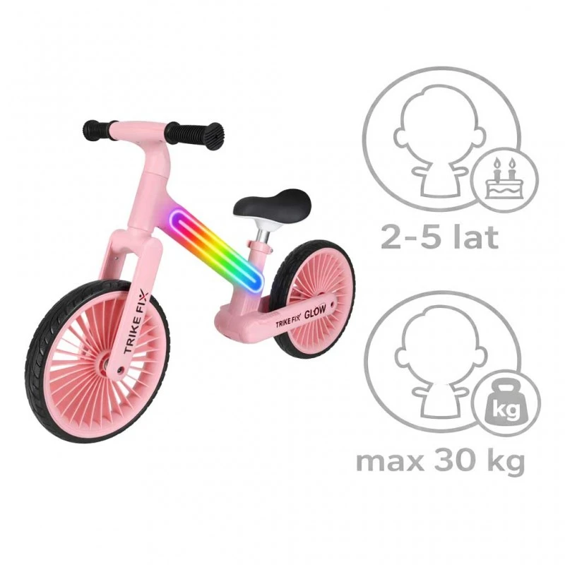 Balansinis dviratis Trike Fix Glow LED rėmas, rožinis
