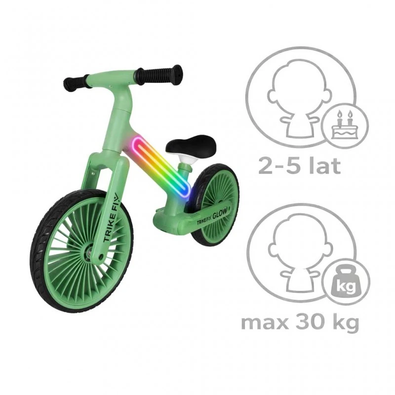 Baby Mix Balansinis dviratis Trike Fix Glow LED rėmas, žalias