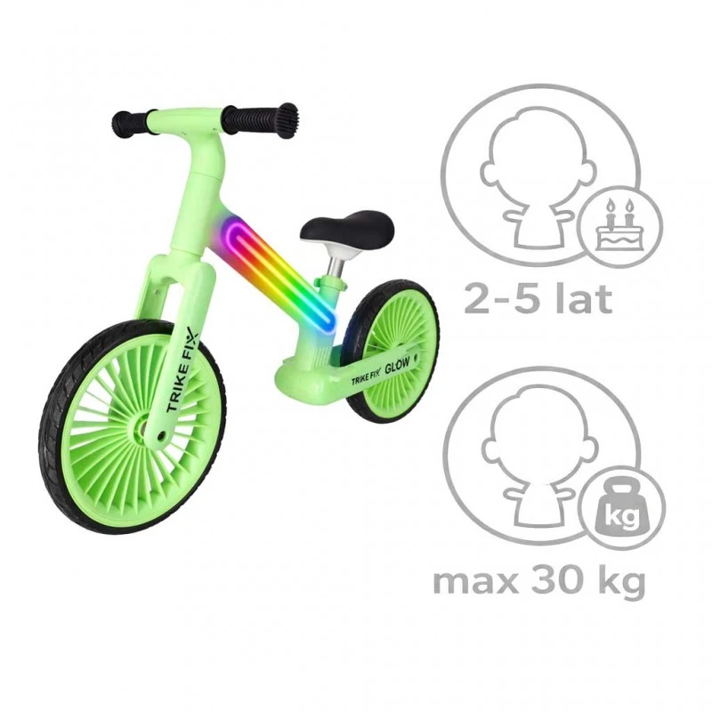 Balansinis dviratis Trike Fix Glow LED rėmas, neoninė žalia