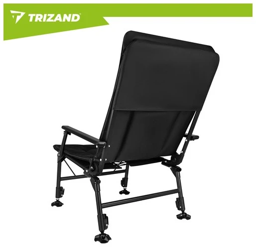 Trizand reguliuojama sulankstoma žvejybos kėdė su porankiais ir atlošu, juoda