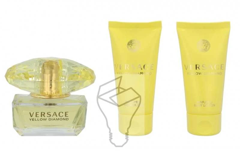Versace Geltona Diamond rinkinys moterims (EDT, 50 ml + kūno losjonas, 50 ml + dušo želė, 50 ml)