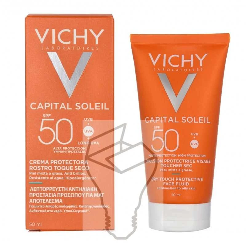 Vichy Ideal Soleil Mattifying Face Fluid Dry Touch Spf50 apsauginis saulės kremas veidui 50ml