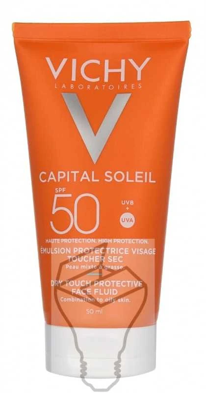 Vichy Ideal Soleil Mattifying Face Fluid Dry Touch Spf50 apsauginis saulės kremas veidui 50ml