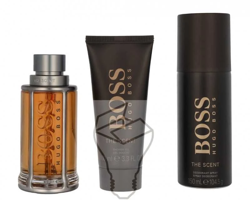HUGO BOSS Boss The Scent EDT rinkinys vyrams (EDT,100 ml + dezodorantas, 150 ml + dušo želė, 100 ml)