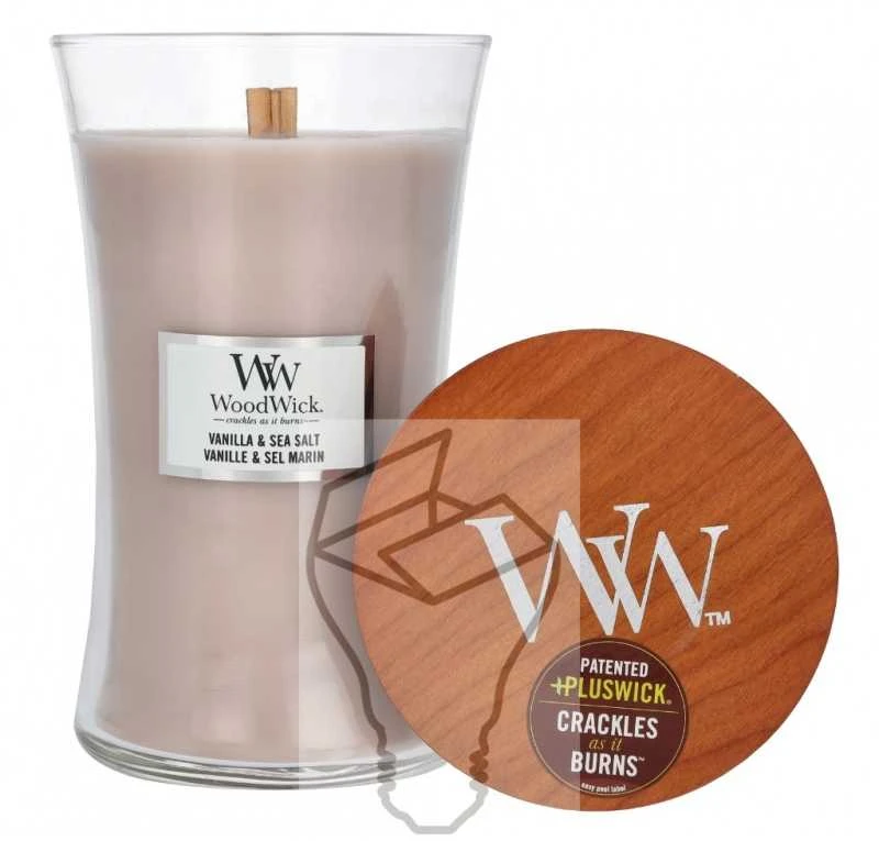 WoodWick Aromatinė žvakė (Vanilla & Sea Salt), 609,5 g