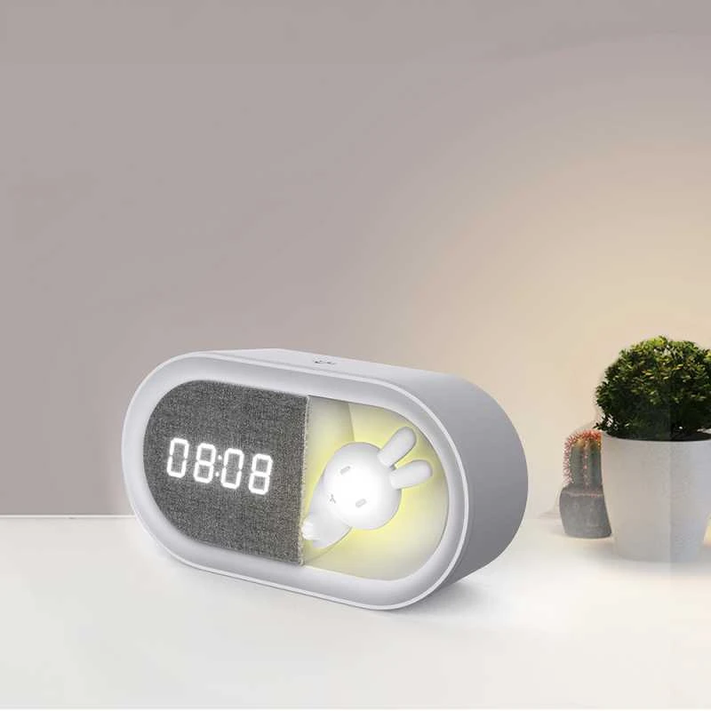 Žadintuvas su LED Bunny naktine lempute PURE FNL-05 INGRID baltos spalvos ilgas Forever Light