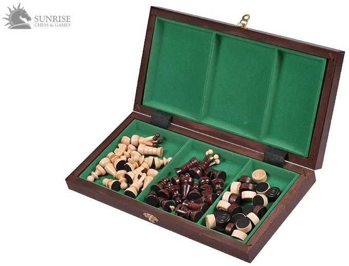 Provechess Šachmatai ir šaškės Small 350x175x45mm, karalius 60mm