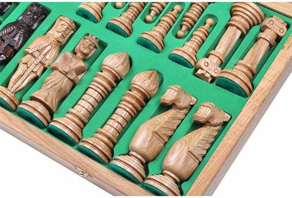 Provechess Šachmatai Royal OAK 650x325x80mm, karalius 150mm ąžuoliniai (Ekskliuzyvas)