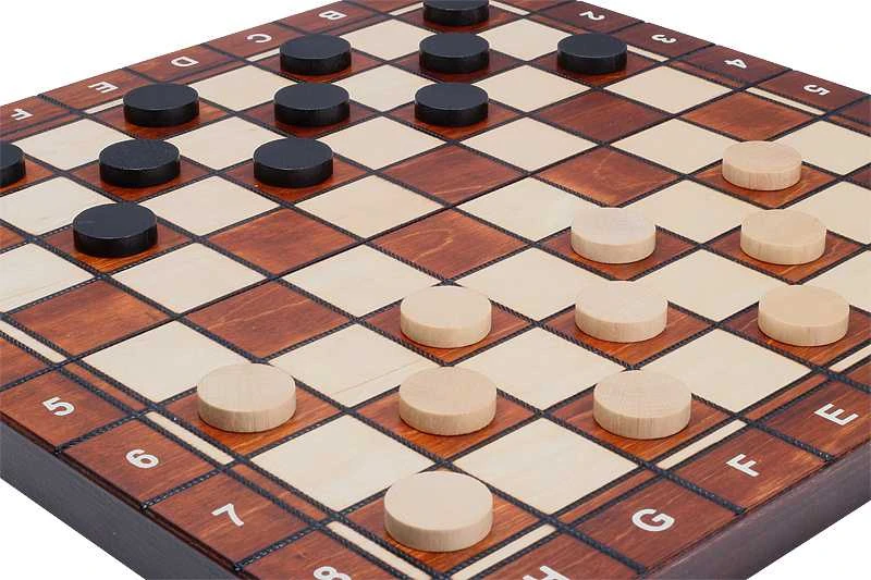 Provechess Šaškės, šachmatai, nardai (komplektas) 350x175x50mm, karalius 70mm