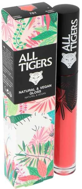 „All Tigers Natural & Vegan“ natūralus spindesys. Lūpų blizgesys. 701 Dream Bigger, 8 ml.