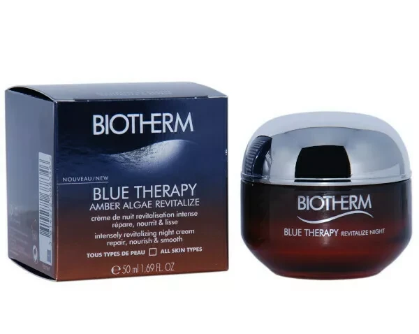 Biotherm Mėlyna Therapy Amber Algae Revitalize Night Skin Kreminis naktinis veido kremas, 50 ml