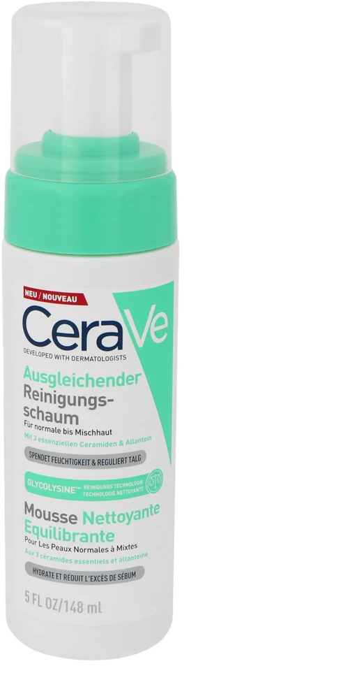 CeraVe Balancing Air Foam Valiklis valomosios veido putos, 148 ml
