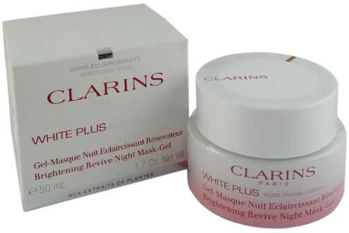 Clarins Baltas Plus Brightening Revive Night Mask-Gel Face Mask moterims, 50 ml