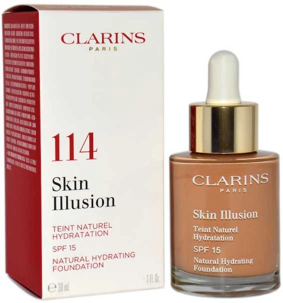 „Clarins Skin Illusion SPF 15“ (natūralus drėkinamasis makiažo pagrindas), 30 ml, 114 kapučino