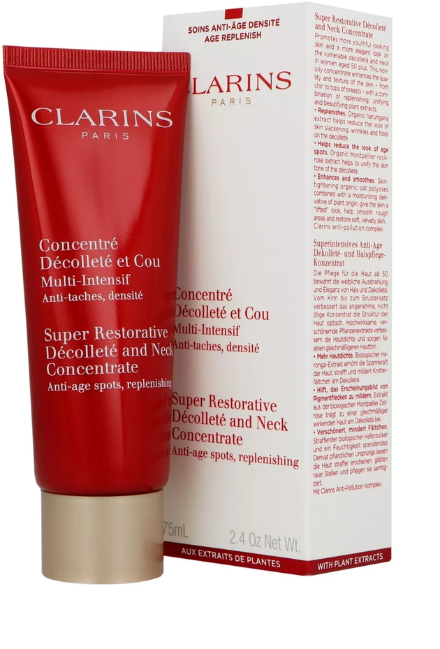 Clarins Kelių rūšių intensyvus kremas kaklui ir dekoltė "Super Restorative" (dekoltė ir kaklo koncentratas ) 75 ml