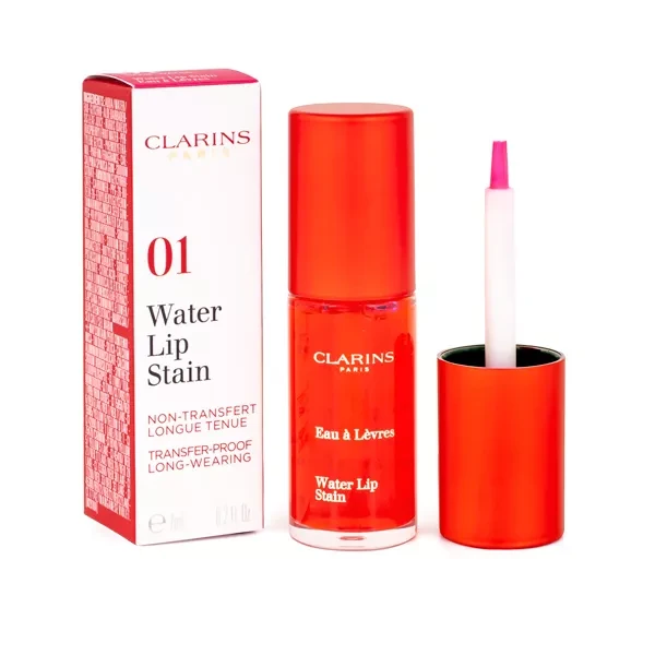 Clarins Vanduo Lip Stain skysti lūpų dažai, atspalvis: 01 Rose Vanduo, 7 ml