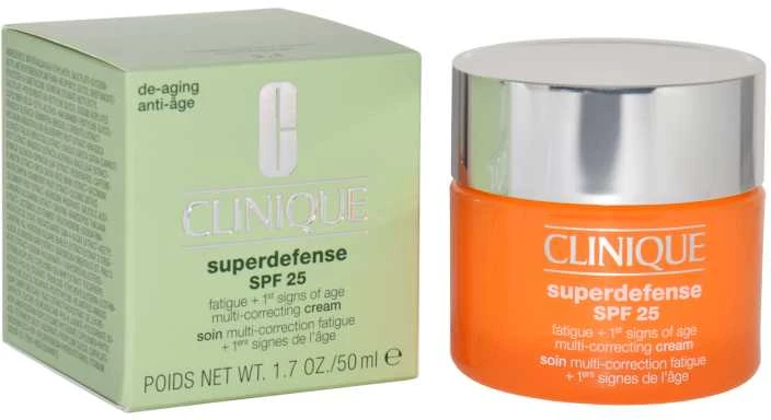 Clinique Superdefense Broad Spectrum SPF 25 Fatigue + First Signs Of Age Multi-correcting Kreminis jauninamasis veido kremas riebiai ir mišriai odai, 50 ml