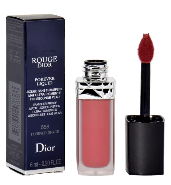 DIOR Rouge Dior Forever Liquid skysti matiniai lūpų dažai, 558 Forever Grace, 6 ml