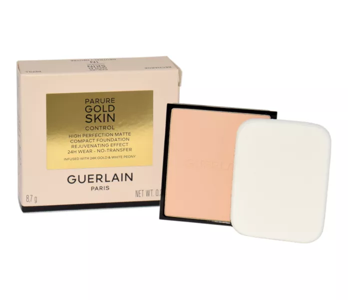 „Guerlain“ kompaktiško makiažo pagrindo papildymas „Parure Gold Skin Control“ (matinio kompaktiško makiažo pagrindo papildymas „Hight Perfection“) 8,7 g, N°1N