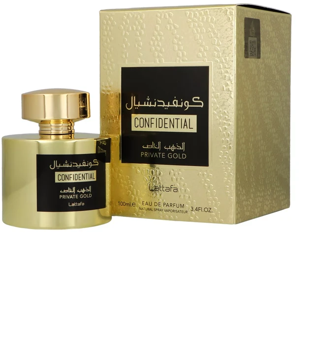 Unisex kvepalai Lattafa Confidential Private Gold EDP, 100 ml