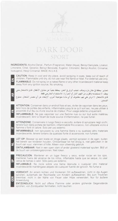 Maison Alhambra Dark Door Sport EDP parfumuotas vanduo unisex, 100 ml