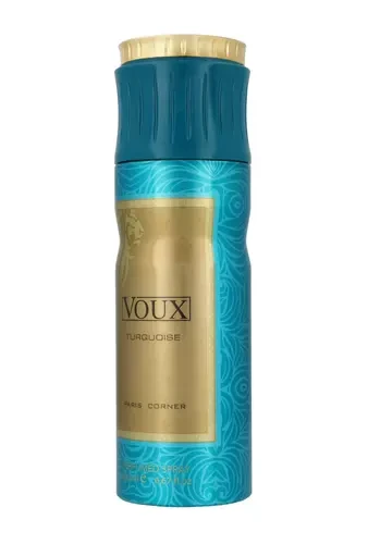 Voux Turquoise dezodorantas turkio ir aukso spalvos pakuotėje